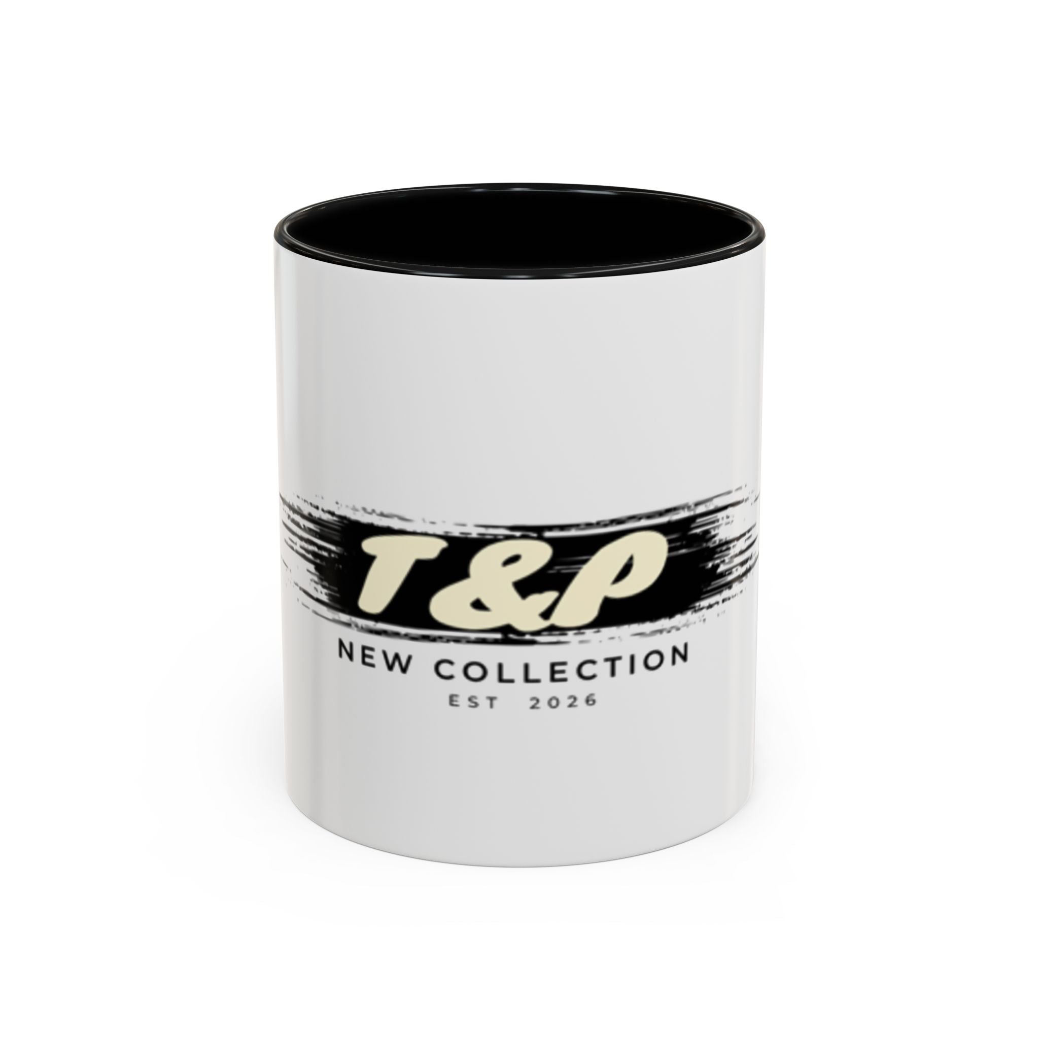T&P New Collection Accent Coffee Mug — 11/15oz Ceramic Mug with Black Handle & Rim